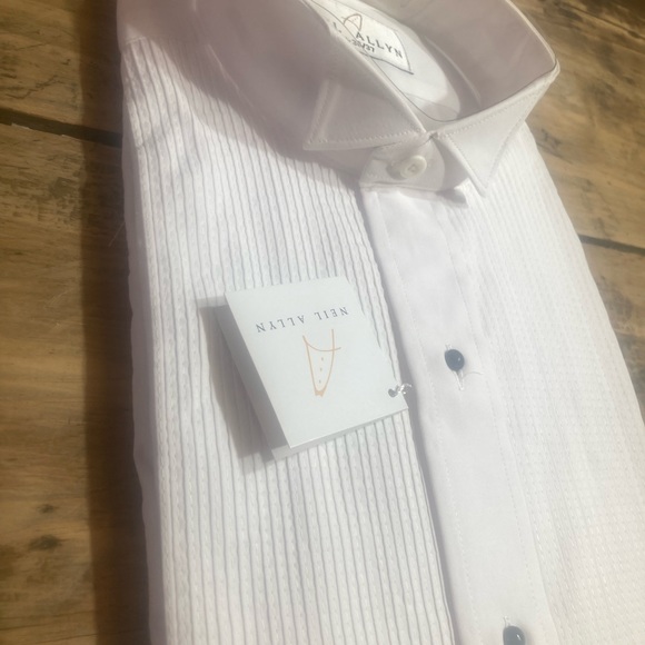 Men’s Brand New White Neil Allyn Wing Tuxedo Shirt - Black Tie - Picture 4 of 8